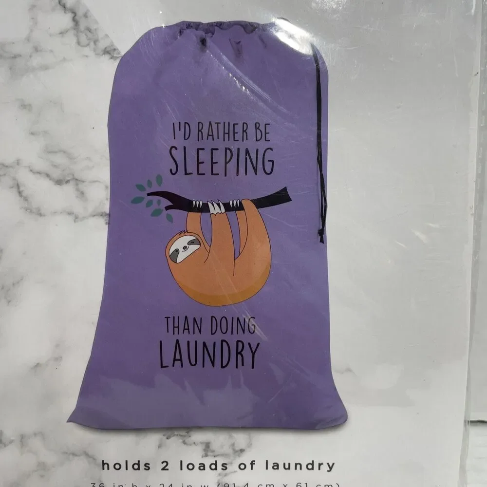 Sloth Purple Laundry Bag Holds 2 Loads College Dorm Teen Bedroom